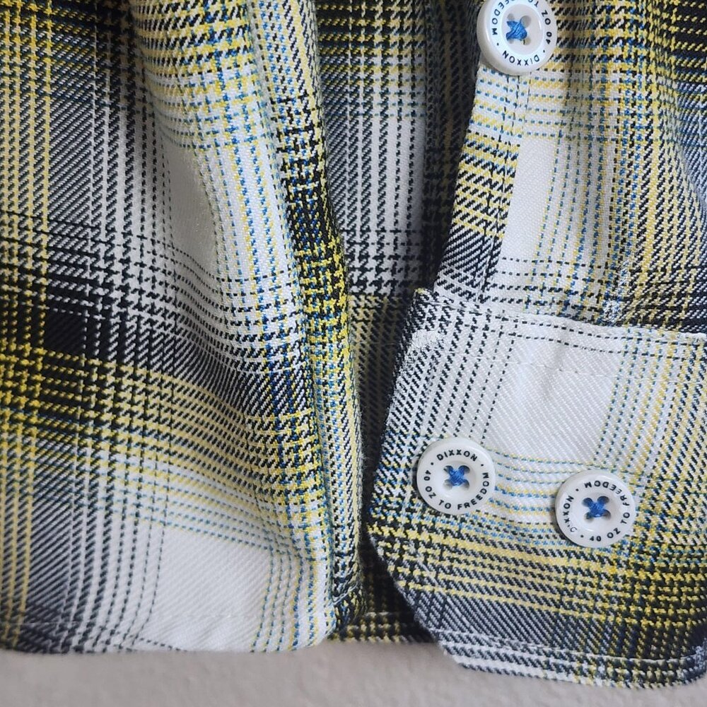 Dixxon Sublime Flannel Shirt Mens Extra Large White Yellow Plaid Snap Button - Picture 4 of 11